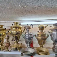 سماور ذغالی نفتی برنجی ورشو قدیمی عتیقه سالم