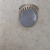 انگشتر نقره سنگ عقیق کبود یمنی