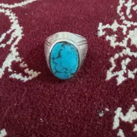 انگشتر نقره عقیق یمنی و فیروزه