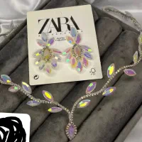 گوشواره  و گردنبند سنگی دست ساز