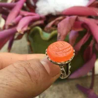 انگشتر عقیق خطی کهنه قاجاری تاریخ دار