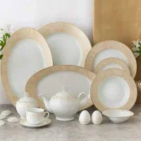 سرویس چینی زرین مدل گلدن رز/74 پارچ/12نفره