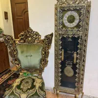 بوفه ، ساعت دیواری ایستاده و آینه شمعدان طرح برنز