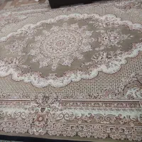 یک جفت فرش ۹ متری گل برجسته کرم،گردویی