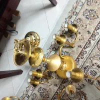 یک جفت لوستر برنز سه شاخه شش شعله نورسازان|لوستر و چراغ آویز|تهران, پونک|دیوار