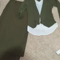 ست سه تیکه شومیز و دامن همراه با کمربند