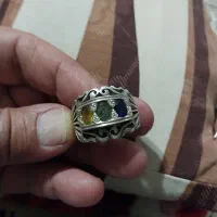انگشتر۳نگین جواهر اصل زمرد کلمبیا،یاقوت زرد وکبود|جواهرات|بیرجند, |دیوار