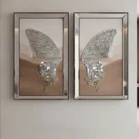 تابلو تلفیق نقاشی برجسته و آینه کاری دست