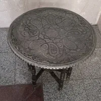 میز ـ سینی مسی قدیمی با پایه و گیره آویز