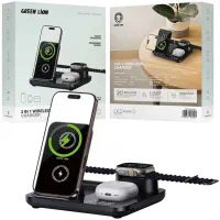 شارژر وایرلس ۳ کاره Green Lion مدل GN3IN1MWCBK