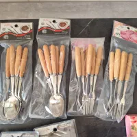 قاشق چنگال دسته چوب بامبو آک