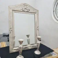 آینه شمعدان نقره عیار ۸۴۰ قلم تبریز
