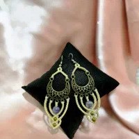 گوشواره مکرومه با سنگ امیتیس