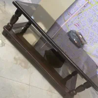 میز عسلی چوبی با جفت شیشه