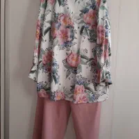 شومیز شلوار و شومیز گیپور کراپ سارافون