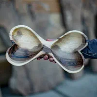 ظرف طرح قلب چوبی روستیک