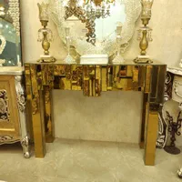 کنسول دکوراتیو آینه ای رنگ برنزی