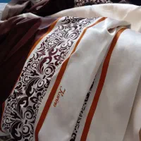 پارچه ساتن پرده ای رنگ کرم قهوه ای ۱۰ متر