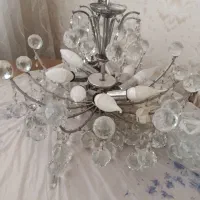 دو عدد لوستر کریستال گرد ، ۶ و ۸ لامپی