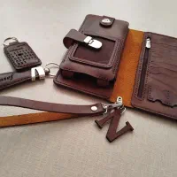 کیف پول دستدوز با چرم طبیعی|کیف، کفش، کمربند|اسلامشهر, شهرک واوان|دیوار