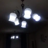 لوستر چوبی استیل ۵ شاخه