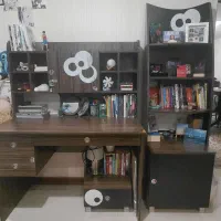مجموعه کامل میز تحریر، کتابخانه و کمد + میز عسلی