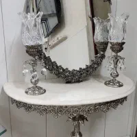 اینه شمعدان به همراه کنسول به رنگ نقره ای سیاه قلم|آینه|کاشان, شهرک امیرالمومنین|دیوار