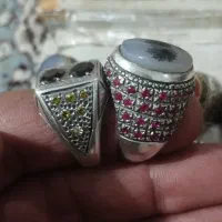 انگشتر نقره عقیق شجر یاقوت فیروزه|جواهرات|خمینیشهر, |دیوار