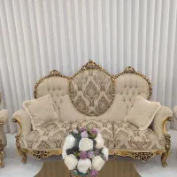 فروش مبل 7 نفره منبت استیل سلطنتی ورق طلا