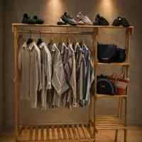 رگال لباس چوبی ساده و بغل طبقه