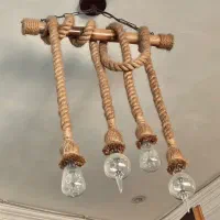 لوستر کنفی با چوب بامبو ۴شاخه