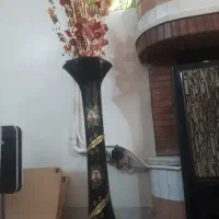 فروش گلدان بلند بلور مشکی و گل کریستال