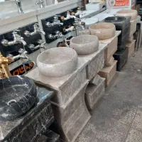 روشویی سنگی تک پایه بااینه