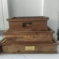 جعبه چوبی سه‌تایی وباکس گل چرمی و4عدد حباب شیشه ای|صنایع دستی و سایر لوازم تزئینی|تهران, مشیریه|دیوار