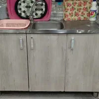 کابینت فلزی با گاز پنج شعله و سینگ|آب‌چکان و نظم‌دهنده ظروف|بلبان آباد, |دیوار