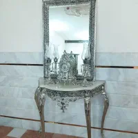 ست آینه و شمعدان و ساعت برنجی