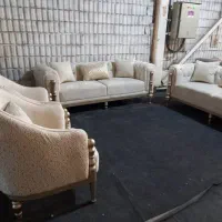 مبلمان دو رنگ کرم قهوه ای زیبا shena