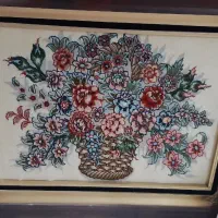 تابلو فرش دستبافت گل ابریشم تبریز