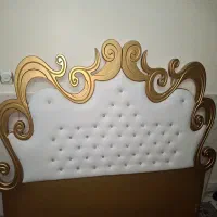 تاج تخت دو نفره طلایی سفید