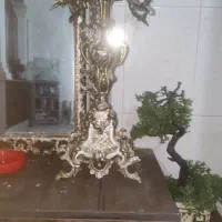 آینه شمعدان برنز روکش نقرع|صنایع دستی و سایر لوازم تزئینی|کرمانشاه, |دیوار