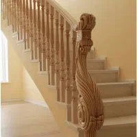 نرده و راه پله چوبی و آهن کشی