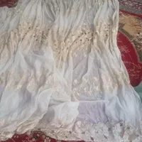 پرده حریر باگلهای طلایی
