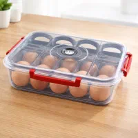 ظرف درب‌دار تخم‌مرغ ۱۵ خانه، قفل‌دار و وکیوم‌دار.