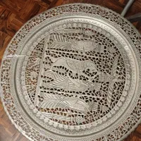 سینی مسی قلمکاری پایه چوبی