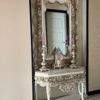 آیینه شمعدون وساعت رومیزی