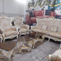 مبل ۹نفره چوب گردو با میز کامل شاه نشین