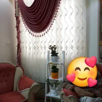 پرده حریر بهمراه والان مخمل رنگ پوست پیازی|پرده، رانر، رومیزی|تهران, صد دستگاه|دیوار