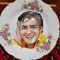 نقاشی رنگ روغن روی سفال یادیوارکوب بوم بشقاب چینی