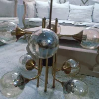 یک جفت لوستر مدرن 8 شعله شیشه ای شامپاین|لوستر و چراغ آویز|شاهین‌شهر, عطار|دیوار