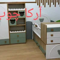 تخت خواب نوزاد نوجوان مدل چوب و رنگ سبز  آرکا چوب